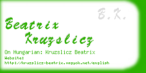 beatrix kruzslicz business card